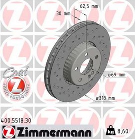 Resim Zimmermann FREN DISKI ON MERCEDES C-CLASS W205 S205 C205 A205 612138 
