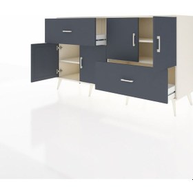 Resim Hyperion Konsol 3 Raflı 2 Çekmeceli 4 Kapaklı 176x44x99 Aytaşı-an Aytaşı-antrasit 