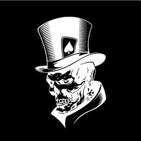 Resim 10 Adet Joker İskelet Kafatası Oyun Kartları Poker Canavar Şapka Şekli Vinil Araba Etiketi, Boyut: 11.3x17.6cm Gümüş 