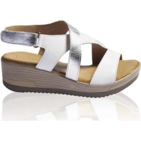 Resim Bueno Shoes Kemerli Deri Kadın Dolgu Topuk Sandalet 9L3306 