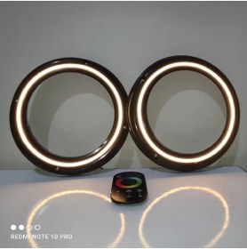 Resim LED LEVEL Dokunmatik Kumandalı 20 Cm Rgb Neon Işıklı Midrange Hoparlör Kapağı Içi Boş 1 Takım (2 ADET) 