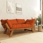 Resim Woodesk Adalar Masif Tik-Turuncu Renk 2li Kanepe CPT8172-210 
