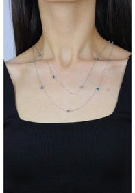 Resim Nazar Boncuklu 113 Cm Rodyumlu Gümüş Kolye 7256 508687800 