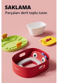 Resim Wellgro Dino 2'si 1 Arada Bebek Lazımlık ve Tuvalet Adaptörü - Kırmızı 