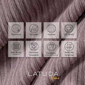 Resim Mikrofiber Şönil Fitilli Minimalist Koltuk Örtüsü -175x350 cm XLarge, Çift Taraflı, Kaymaz, Terletmez, Rose 