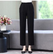 Resim Siyah Artı Boyutu L-6xl Yaz Yüksek Bel Pantolon Kadın Elastik Bel Pamuk Keten Uzun Pantolon Yaz Temel Dipleri Siyah 