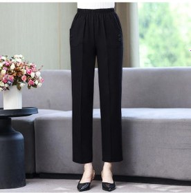 Resim Siyah Artı Boyutu L-6xl Yaz Yüksek Bel Pantolon Kadın Elastik Bel Pamuk Keten Uzun Pantolon Yaz Temel Dipleri Siyah 