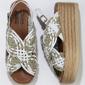 Resim Bueno Shoes Beyaz Deri Kadın Dolgu Topuklu Sandalet 01wu6115 