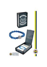 Resim Fenerbahçe Lisanslı Fb Lapis 8mm Doğaltaş Bileklik Hediyelik Ahşap Kutulu 