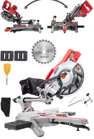 Resim STAXX POWER Bakır Endüksiyon Pistonlu Kızaklı Gönye Kesme Ahşap Testeresi 210mm Sağa ve Sola Yatay 3000W 