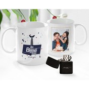 Resim Bk Gift Kişiye Özel Babalar Günü Hediyesi Fotoğraflı Kupa Bardak Ve Benzinli Çakmak Seti-55 