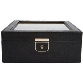 Resim Palermo 6'lı Deri Saat Kutusu Usb Şarj Girişli Kilitli 23x22x9 Cm Siyah 