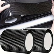 Resim 1 Rulo 3D Nano Karbon Fiber Tarzı Araç Kapı Eşiği Koruyucu - 3m PVC Su Geçirmez Çizilmeye Dayanıklı Yapışkan Bant, Mat Siyah İç Mekan Kapı Kenar Koruması için Araç Koruma Şeridi 