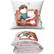 Resim Love 5 Tv Battaniyeli Opsiyonel Dekoratif Araç İçi Yastık Çok Renkli 