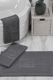 Resim 3 Lü Banyo Ayak Havlusu%100 Pamuklu 50x70 Cm Antrasit 