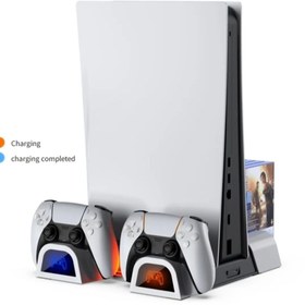 Resim COMSE Ps5 Ps5 Slim Fanlı Şarj Standı Led Göstergeli Dijital Ve Cd Li Sürüm Uyumlu 05100 