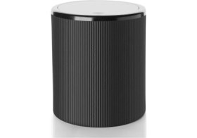 Resim Siyah Çizgili Yuvarlak 6 Litre Çöp Kovası, Banyo ve Mutfak Için 