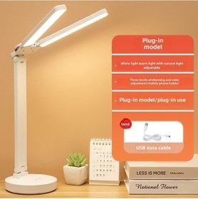 Resim Mufunye Led Çift Kafa Gölgeksiz Okuma Lambası - Öğrenci Odası & Yatak Odası İçin Şarj Edilebilir Işıklık Işık Tonu Ayarlanabilir Diğer 