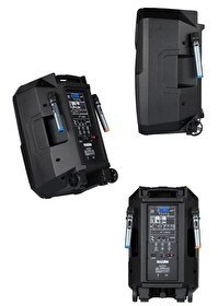 Resim Lastvoice LS-P2915 15" 850 W Portatif Taşınabilir Mikrofonlu Şarjlı Ses Sistemi Hoparlör 