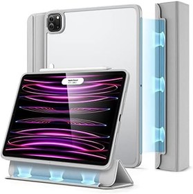 Resim ESR iPad Pro 12.9 için kılıf (2022/2021), iPad Pro 12.9 Case (6./5. nesil), 12,9 inç, çıkarılabilir manyetik kapak, sağlam arka kapak, Pencil 2 kablosuz şarj, mat gri 