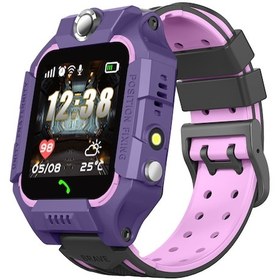 Resim Samdoo E19 Çocuk Konum Saati - Akıllı Telefon Saati, Ip67 Su Geçirmez, İki Yönlü Arama, Vücut Sıcaklığı Tespiti, Elektronik Çit, El Feneri Mor Yeşil 