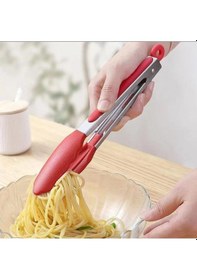 Resim 3b Trend Metal Kızartma Maşası Silikon Uçlu Maşa Kırmızı Renk 