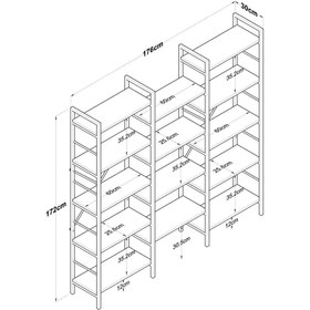 Resim Rani Mobilya Rani Hc107 Metal 14 Raflı Geniş Kitaplık Ofis Çalışma Odası Çocuk Odası Sepet Ceviz 