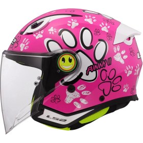 Resim Ls2 Funny 2 Paws Pembe Çocuk Kask 