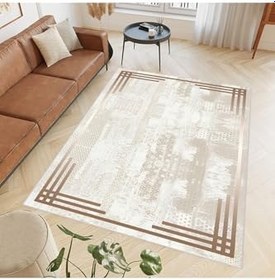 Resim Rovigo Dijital Baskı Yıkanabilir Kaymaz Taban Salon Halısı Ve Yolluk Lna0720, Krem Rengi, 100 x 300 