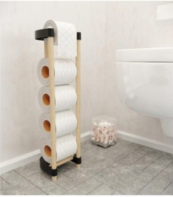 Resim Genel Markalar Seowood 15x17x57cm Boyutlarında Modüler Ahşap Tuvalet Kağıtlığı Beş Tuvalet Kağıdı Hazneli 