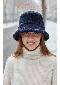 Resim Kadın Peluş Bucket Lacivert Renk Şapka Lacivert 