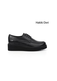 Resim Gönderi(R) Gönderi R Kadın Siyah Bağcıklı Dolgu Taban Hakiki Deri Ayakkabı Gdza134m0490 Siyah 
