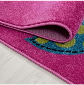 Resim Sevimli Baykuş Kalpler Ve Kelebek Çocuk Halısı Lila Pembe 