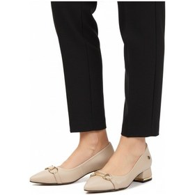 Resim Bej Saten Dar Kalıp Kadın Abiye Ayakkabı Pc-55197 Z Bej Saten 