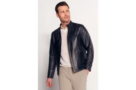 Resim Derimod Clint Erkek Lacivert Hakim Yaka Çift Tarflı Süet Deri Ceket 26SGD648110 
