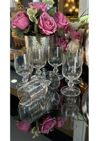Resim Çnr Home Collection Bohemia Kristal Optik Kadeh Seti 6 'lı - Şik Cam Kadeh Gold 