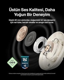 Resim Belkin SoundForm Isolate Gürültü Önleyici Kablosuz Kulaklık (Kum) - Mikrofonlu, 60 Saat Pil, Derin Bas, CloudCushion Konfor, Bluetooth Kulak Üstü Kulaklık 