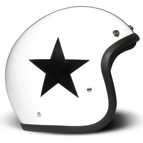 Resim DMD Jet Retro Star White Açık Motosiklet Kaskı 