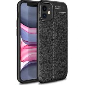 Resim Apple iPhone 12 Niss Silikon Deri Görünümlü Kılıf + Nano Glass Siyah Gpack