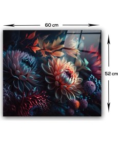 Resim Decorita Cam Ocak Arkası Koruyucu | Dark Flowers | 40CM x 60CM 