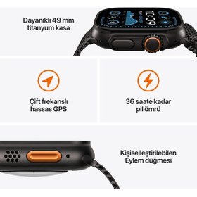 Resim Apple Watch Ultra 2 GPS + Cellular 49 MM Natürel Titanyum Kasa ve Natürel Titanyum Milano Loop Small Akıllı Saat (Apple Türkiye Garantili) 
