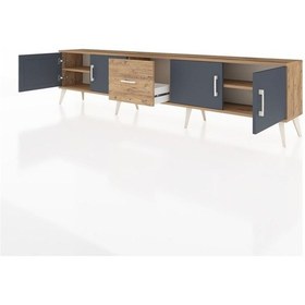 Resim Arges Tv Ünitesi 2 Raflı Tek Çekmeceli 4 Kapaklı 220x30x51 Çam-antrasit/çam Antrasıt/atlas Çam - Atlas Çam 