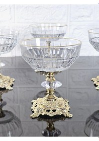 Resim Paşabahçe Serisi Echo Kase & Magnolıa Kase & Dondurmalık & Şekerlik Kare Gold Döküm Ayaklı Naturel 