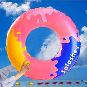 Resim Yx-001 10-15 Yaş Çocuk Şişme Pvc Şamandıra Yüzme Simidi Sapsız - Sıçrayan Mürekkep Pembe Çok Renkli 