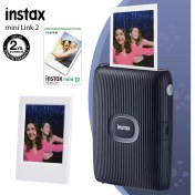 Resim Fujifilm Instax Mini Link 2 Uzay Mavisi Akıllı Telefon Yazıcısı 10LU Mini Film ve Çerçeve 