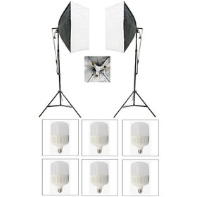 Resim 3 Duylu Softbox (2 Adet) + 2 M Işık Ayağı+Lambalı Top 27000 Lümen 