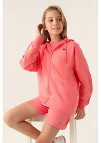 Resim Kappa Kız Çocuk Fullzıp Sweatshırt - Neon Pembe Neon Pembe 