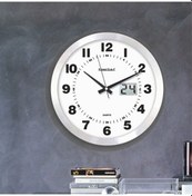 Resim Satine Alüminyum Tarih Göstergeli Ofis Büro Işyeri Duvar Saati Beyaz 