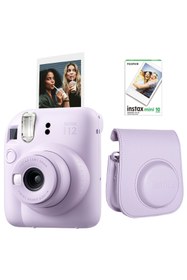 Resim Fujifilm Instax Mini 12 Lila Fotoğraf Makinesi 10'lu Film ve Deri Çantalı Seti 