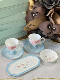 Resim Türk Kahve Fincanı Veronica Azure 2 Kişilik 6 Parça / Lokumluk / Çerezlik 